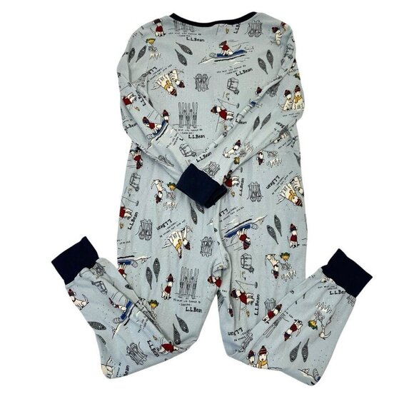 LL Bean Long John PJ Pajama Waffle 1-Piece Dog Bodysuit Sleigh size Large Petite - Picture 5 of 7
